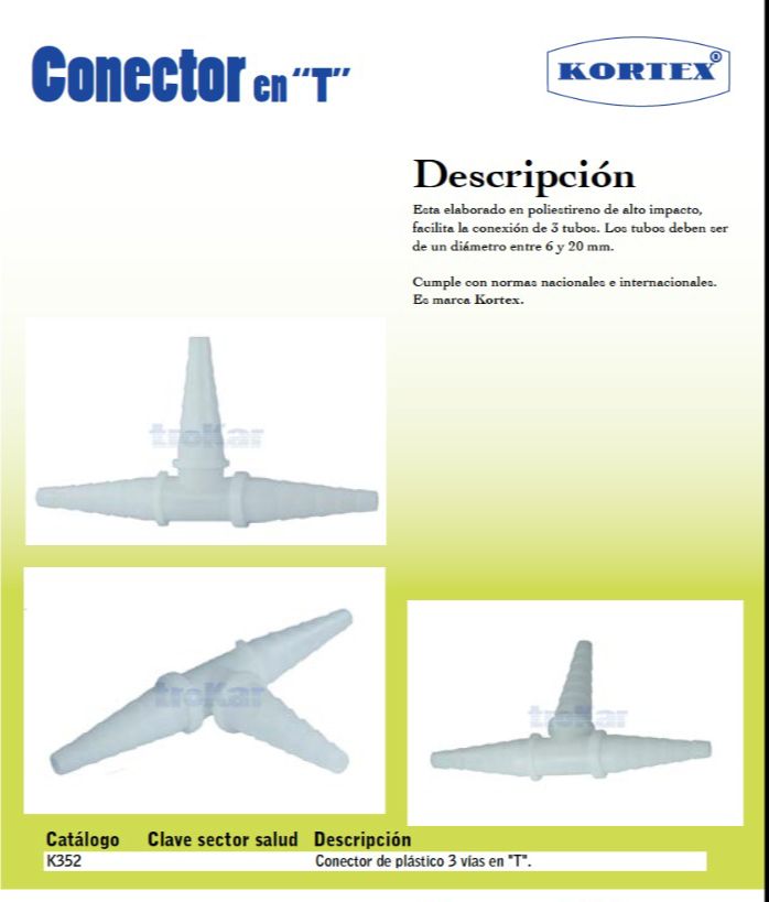 Conector de plástico 3 vías en "T" (Conector en T)