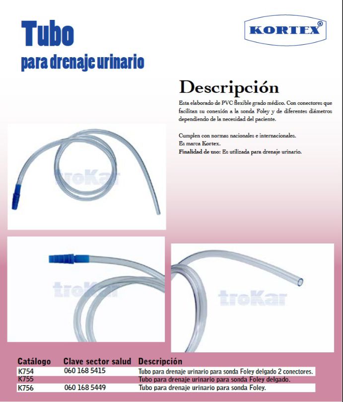 Tubo para drenaje urinario.