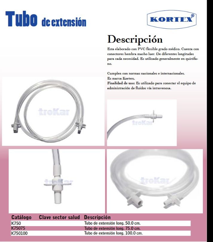Tubo de extensión longitud 50 cm.
