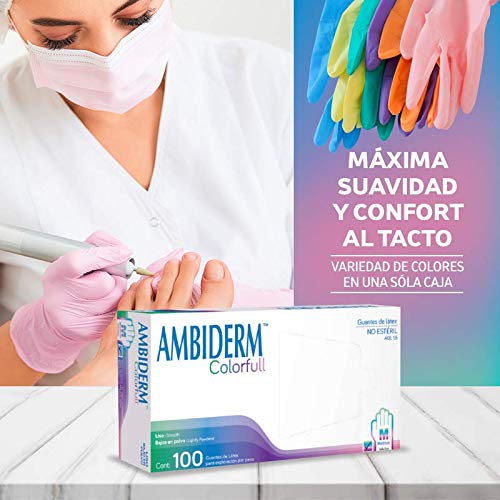 Guante colorfull mediano caja con 100 piezas