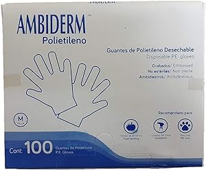 Guantes Ambiderm de Polietileno. Caja con 100 piezas