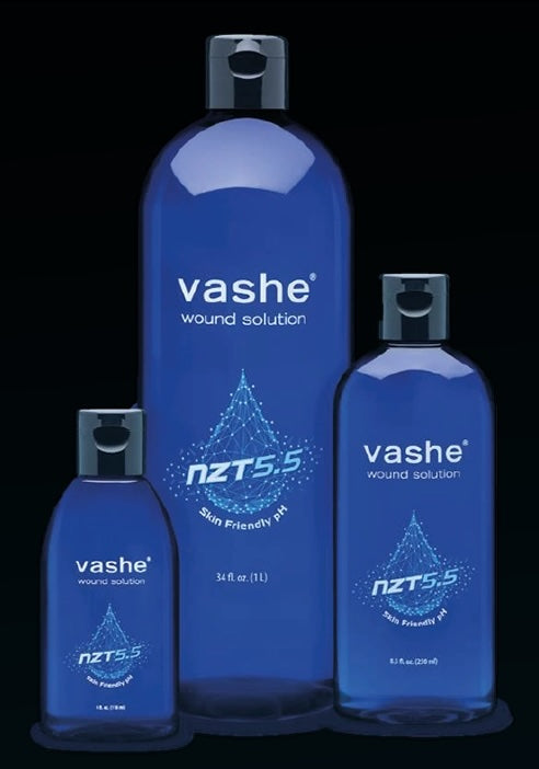 Vashe Wound Solution. Solución para el Cuidado de Heridas Vashe.