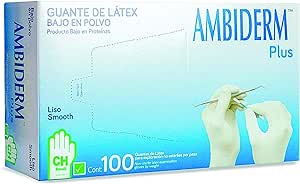 Guantes de latex no esteriles Ambiderm plus verde. Caja con 100 piezas