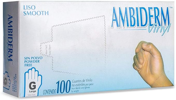 Guantes Ambiderm Vinyl libre de polvo. Caja con 100 piezas