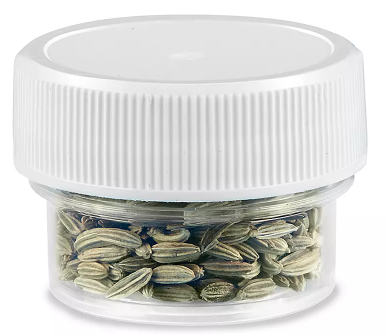 Frasco de Plástico Redondos Transparentes de Boca Ancha - 1⁄4 oz, Tapa Blanca, 7 ml paquete c/50