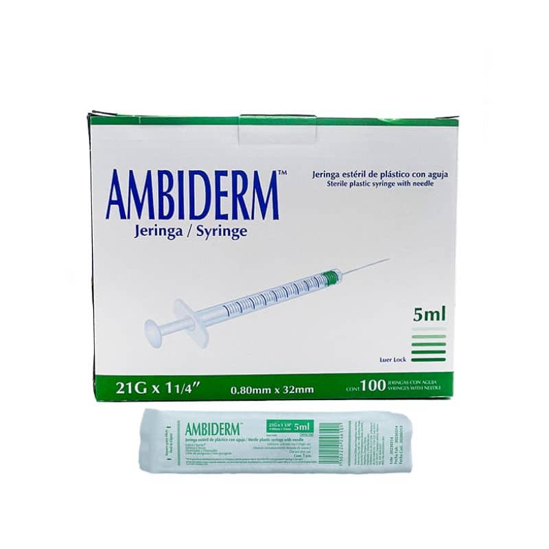 Jeringa de 5 ml Luer Lock caja con 100