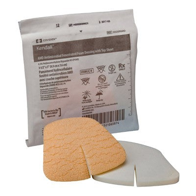 Kendall AMD Apósito de Espuma con antimicrobiano PHMB Fenestrada 8.6 x 7.6 cm