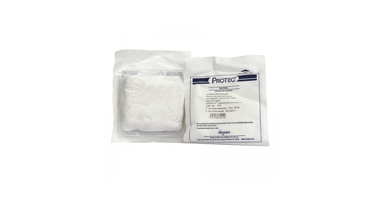Esponja de gasa estéril de 10cm x 10cm blister con 5 gasas