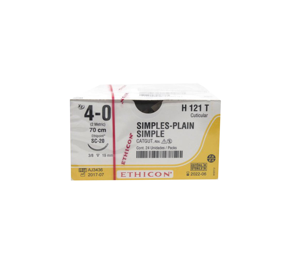 CATGUT SIMPLE 4-0 70CM 19MM 3/8 CIRCULO REVERSOCORTANTE CUTICULAR