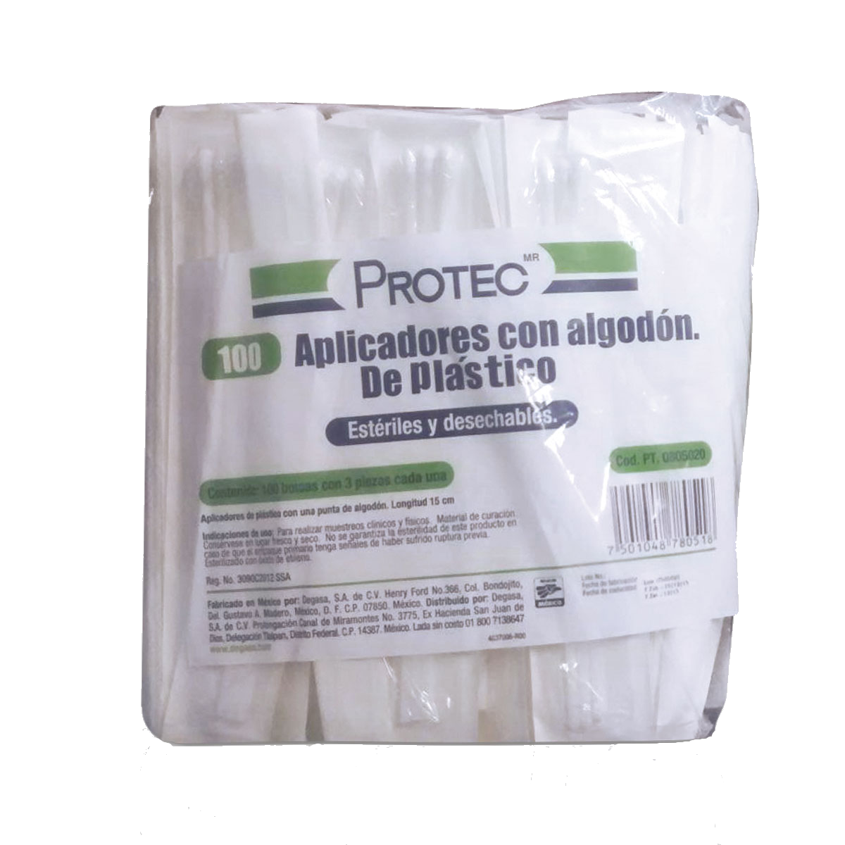 Aplicadores de algodón estériles de 15 cm