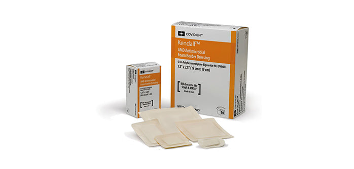 Kendall AMD Apósitos de espuma hidrofílica con bordes adhesivos suaves 4.4 X 8.3 cm