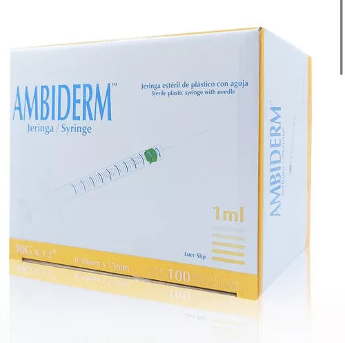 Jeringa de 1 ml Luer Slip caja con 100