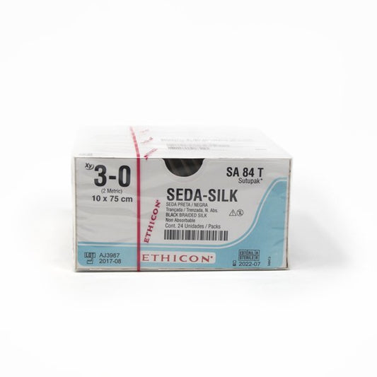 SUTURA DE SEDA, TRENZADA, CALIBRE 3/0 SIN AGUJA LIGAPAK, HEBRA DE 75 CM