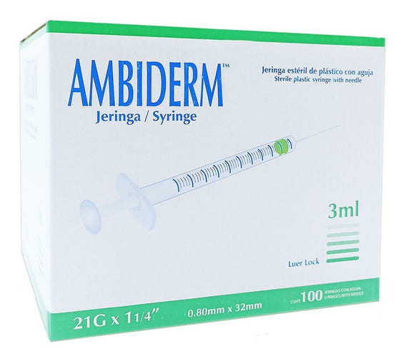 Jeringa de 3 ml Luer Lock  caja con 100
