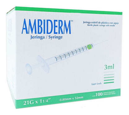 Jeringa de 3 ml Luer Lock  caja con 100