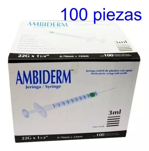 Jeringa de 3 ml Luer Lock  caja con 100