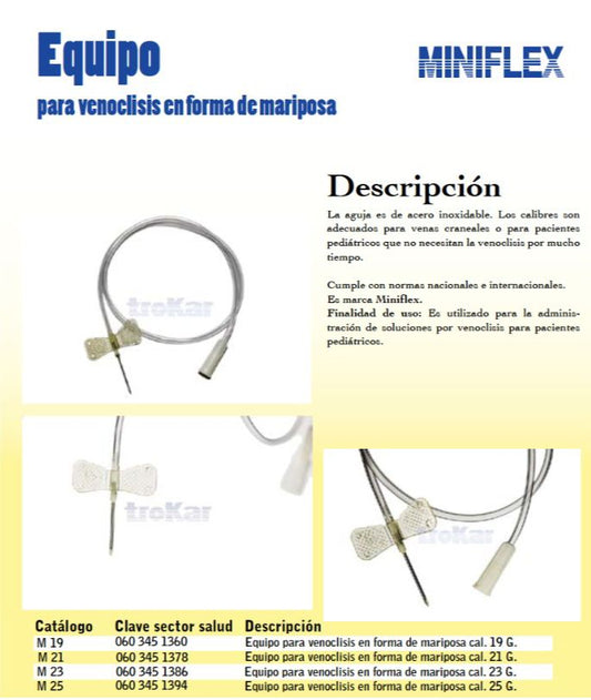 Equipo para venoclisis en forma de mariposa