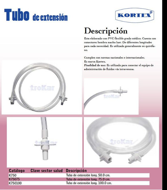 Tubo de extensión longitud 50 cm.
