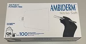 Guantes de nitrilo soft Ambiderm para exploración no estériles caja con 100 piezas varios colores.