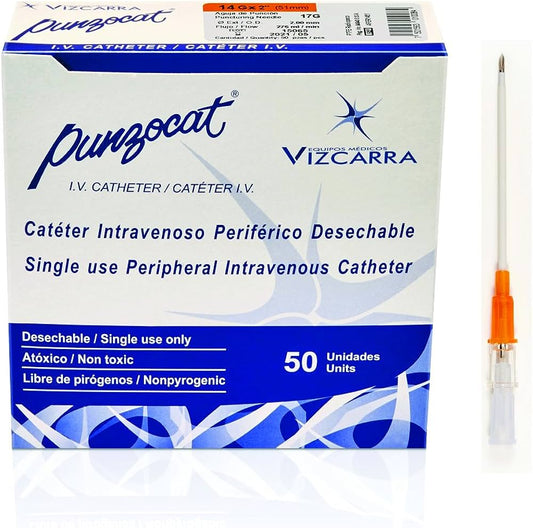 Cateter intravenoso Punzocat naranja 14G