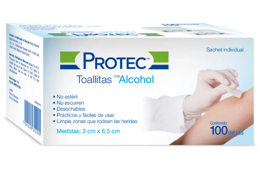 Toallas alcoholadas c/100 pz.