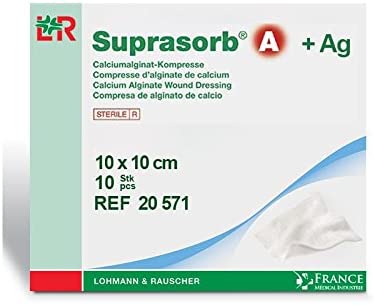 Suprasorb A + Ag apósito con alginato de calcio y plata antimicrobiano 10 x 10 cm