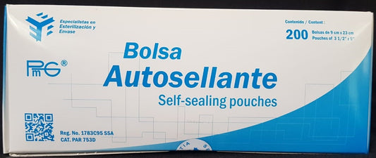 Bolsa para esterilizar 9 x 23 cm caja c/200 pz.