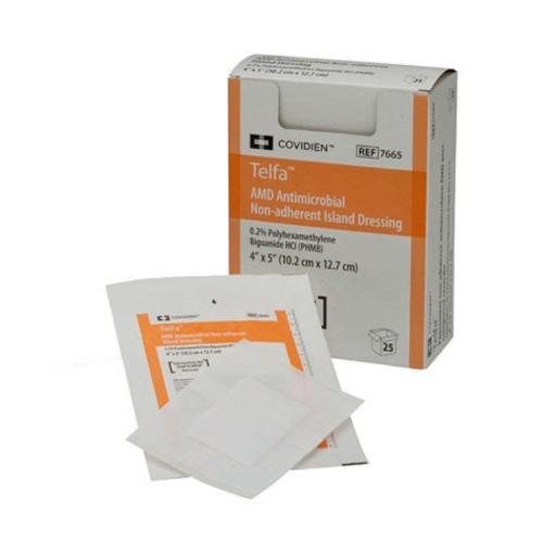 Telfa AMD con borde adhesivo apósitos no adherentes 10.2 x 12.7 cm (Colectivo con 8 cajas con 25 piezas)