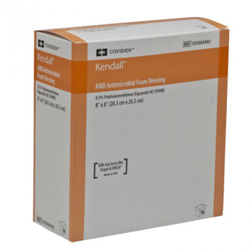 Kendall AMD Apósito Antimicrobiano de Espuma con PHMB de 20.3 cm x 20.3 cm
