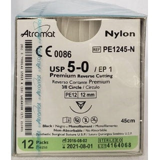 Sutura de nylon 5-0 aguja 3/8 reverso cortante 19 mm