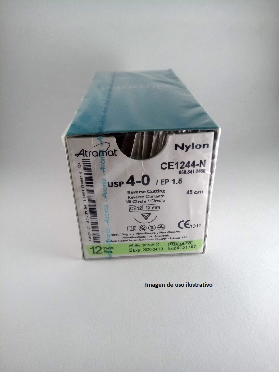 Sutura de nylon 4-0 aguja 3/8 reverso cortante 13 mm Premium