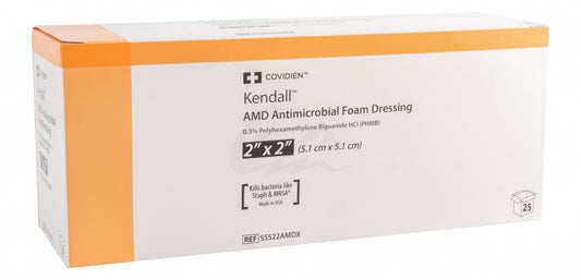 Kendall AMD Apósito de espuma antimicrobiana con PHMB de 5.1 cm x 5.1 cm