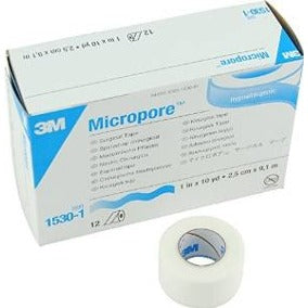 Cinta microporosa de papel color blanco 1" (2.5 cm)