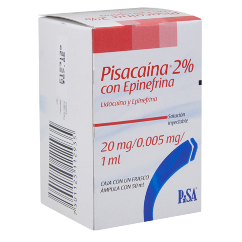 Lidocaina 2% con epinefrina frasco 50 ml
